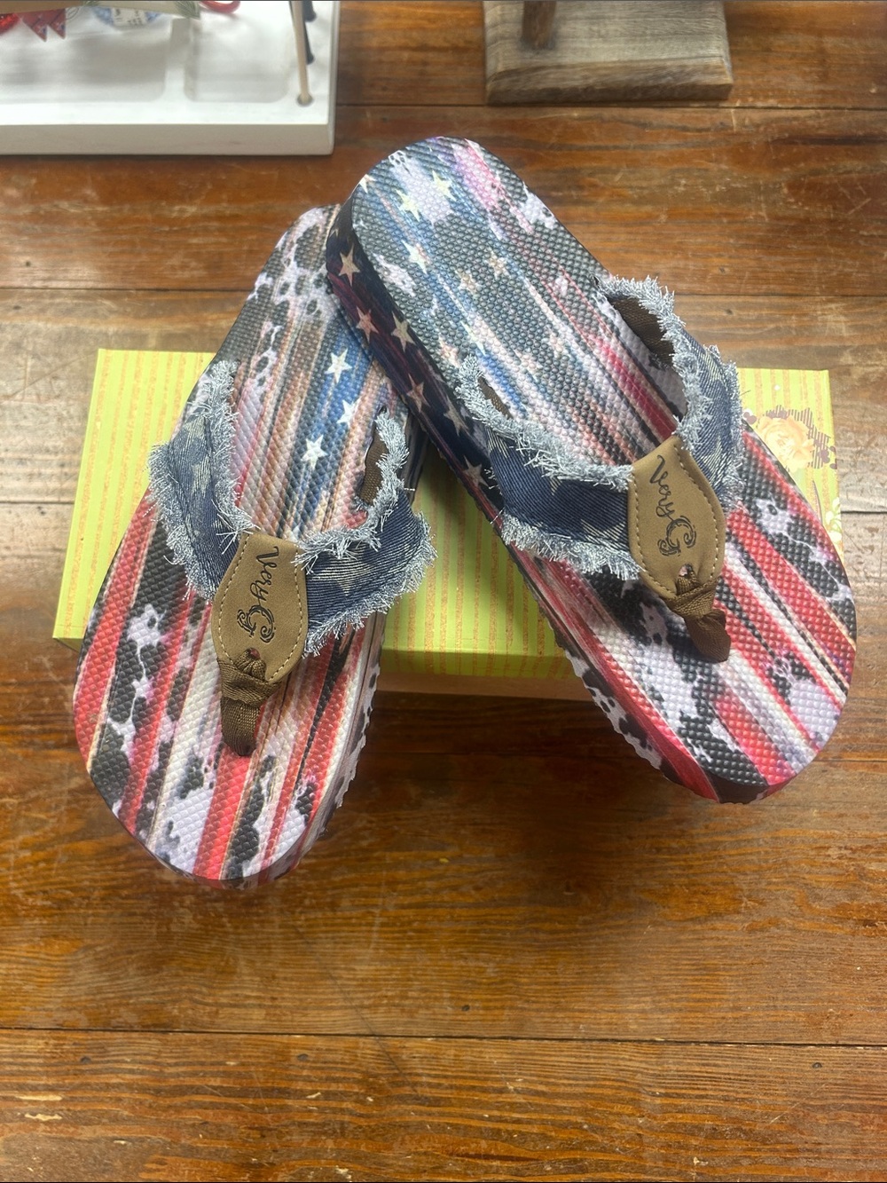 Very G Red, White & Blue Star Stripe Flip Flop Sandals